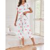 imageEkouaer 2 Pack Womens Pajamas Short Sleeve Sleepwear Tops and Capri Pants Pjs Print Pajama SetsElephantleopard