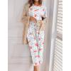 imageEkouaer 2 Pack Womens Pajamas Short Sleeve Sleepwear Tops and Capri Pants Pjs Print Pajama SetsElephantleopard
