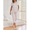 imageEkouaer 2 Pack Womens Pajamas Short Sleeve Sleepwear Tops and Capri Pants Pjs Print Pajama SetsGreen Flowersbeige Flowers