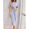 imageEkouaer 2 Pack Womens Pajamas Short Sleeve Sleepwear Tops and Capri Pants Pjs Print Pajama SetsHeart Leopardblue Flowers