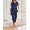 imageEkouaer 2 Pack Womens Pajamas Short Sleeve Sleepwear Tops and Capri Pants Pjs Print Pajama SetsMoon  Stars