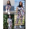 imageEkouaer 2 Pack Womens Pajamas Short Sleeve Sleepwear Tops and Capri Pants Pjs Print Pajama SetsNavy Blue Flowers  Moon