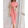 imageEkouaer 2 Pack Womens Pajamas Short Sleeve Sleepwear Tops and Capri Pants Pjs Print Pajama SetsPink Stripe  Grey Stars
