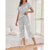 imageEkouaer 2 Pack Womens Pajamas Short Sleeve Sleepwear Tops and Capri Pants Pjs Print Pajama SetsPink Stripe  Grey Stars