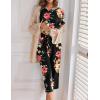 imageEkouaer 2 Pack Womens Pajamas Short Sleeve Sleepwear Tops and Capri Pants Pjs Print Pajama SetsRed Flowers  Black