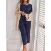 imageEkouaer 2 Pack Womens Pajamas Short Sleeve Sleepwear Tops and Capri Pants Pjs Print Pajama SetsStars Sky  Navy Blue