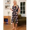 imageEkouaer Pajama Set for Women 2 Piece Capri Pants Short Sleeve Top Sleepwear Soft Pjs Loungewear with Pockets S3XLBlack Flowers