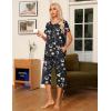 imageEkouaer Pajama Set for Women 2 Piece Capri Pants Short Sleeve Top Sleepwear Soft Pjs Loungewear with Pockets S3XLBlack Moon Stars