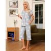 imageEkouaer Pajama Set for Women 2 Piece Capri Pants Short Sleeve Top Sleepwear Soft Pjs Loungewear with Pockets S3XLGray Star