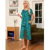 imageEkouaer Pajama Set for Women 2 Piece Capri Pants Short Sleeve Top Sleepwear Soft Pjs Loungewear with Pockets S3XLGreen Leopard