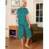 imageEkouaer Pajama Set for Women 2 Piece Capri Pants Short Sleeve Top Sleepwear Soft Pjs Loungewear with Pockets S3XLGreen Leopard