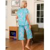 imageEkouaer Pajama Set for Women 2 Piece Capri Pants Short Sleeve Top Sleepwear Soft Pjs Loungewear with Pockets S3XLLight Blue Flowers