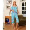 imageEkouaer Pajama Set for Women 2 Piece Capri Pants Short Sleeve Top Sleepwear Soft Pjs Loungewear with Pockets S3XLLight Blue Flowers