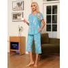 imageEkouaer Pajama Set for Women 2 Piece Capri Pants Short Sleeve Top Sleepwear Soft Pjs Loungewear with Pockets S3XLLight Blue Flowers