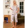 imageEkouaer Pajama Set for Women 2 Piece Capri Pants Short Sleeve Top Sleepwear Soft Pjs Loungewear with Pockets S3XLLight Pink Cheetah
