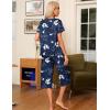 imageEkouaer Pajama Set for Women 2 Piece Capri Pants Short Sleeve Top Sleepwear Soft Pjs Loungewear with Pockets S3XLNavy Blue Flowers