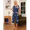 imageEkouaer Pajama Set for Women 2 Piece Capri Pants Short Sleeve Top Sleepwear Soft Pjs Loungewear with Pockets S3XLNavy Blue Flowers