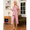 imageEkouaer Pajama Set for Women 2 Piece Capri Pants Short Sleeve Top Sleepwear Soft Pjs Loungewear with Pockets S3XLPink Flowers