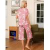 imageEkouaer Pajama Set for Women 2 Piece Capri Pants Short Sleeve Top Sleepwear Soft Pjs Loungewear with Pockets S3XLPink Flowers