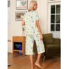 imageEkouaer Pajama Set for Women 2 Piece Capri Pants Short Sleeve Top Sleepwear Soft Pjs Loungewear with Pockets S3XLWhite Flowers