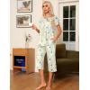 imageEkouaer Pajama Set for Women 2 Piece Capri Pants Short Sleeve Top Sleepwear Soft Pjs Loungewear with Pockets S3XLWhite Flowers