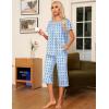 imageEkouaer Pajama Set for Women 2 Piece Capri Pants Short Sleeve Top Sleepwear Soft Pjs Loungewear with Pockets S3XLWhite Monkey