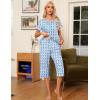 imageEkouaer Pajama Set for Women 2 Piece Capri Pants Short Sleeve Top Sleepwear Soft Pjs Loungewear with Pockets S3XLWhite Monkey