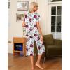 imageEkouaer Pajama Set for Women 2 Piece Capri Pants Short Sleeve Top Sleepwear Soft Pjs Loungewear with Pockets S3XLWine Red Flower