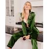 imageEkouaer Women Satin Pajamas Set Classic Button Down Long Pjs SetArmy Green