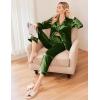 imageEkouaer Women Satin Pajamas Set Classic Button Down Long Pjs SetArmy Green