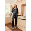 imageEkouaer Women Satin Pajamas Set Classic Button Down Long Pjs SetBlack
