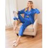imageEkouaer Women Satin Pajamas Set Classic Button Down Long Pjs SetBlue