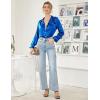 imageEkouaer Women Satin Pajamas Set Classic Button Down Long Pjs SetBlue