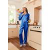 imageEkouaer Women Satin Pajamas Set Classic Button Down Long Pjs SetBlue