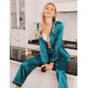 imageEkouaer Women Satin Pajamas Set Classic Button Down Long Pjs SetBlue Green