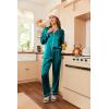 imageEkouaer Women Satin Pajamas Set Classic Button Down Long Pjs SetBlue Green