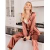 imageEkouaer Women Satin Pajamas Set Classic Button Down Long Pjs SetBrown