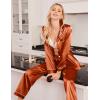 imageEkouaer Women Satin Pajamas Set Classic Button Down Long Pjs SetCaramel