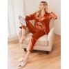 imageEkouaer Women Satin Pajamas Set Classic Button Down Long Pjs SetCaramel