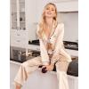 imageEkouaer Women Satin Pajamas Set Classic Button Down Long Pjs SetChampagne