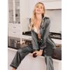 imageEkouaer Women Satin Pajamas Set Classic Button Down Long Pjs SetDeep Grey