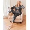 imageEkouaer Women Satin Pajamas Set Classic Button Down Long Pjs SetDeep Grey