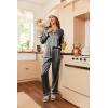 imageEkouaer Women Satin Pajamas Set Classic Button Down Long Pjs SetDeep Grey