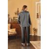 imageEkouaer Women Satin Pajamas Set Classic Button Down Long Pjs SetDeep Grey