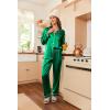 imageEkouaer Women Satin Pajamas Set Classic Button Down Long Pjs SetGreen