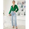 imageEkouaer Women Satin Pajamas Set Classic Button Down Long Pjs SetGreen