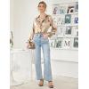 imageEkouaer Women Satin Pajamas Set Classic Button Down Long Pjs SetKhaki