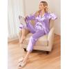 imageEkouaer Women Satin Pajamas Set Classic Button Down Long Pjs SetLavender