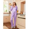 imageEkouaer Women Satin Pajamas Set Classic Button Down Long Pjs SetLavender
