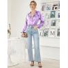 imageEkouaer Women Satin Pajamas Set Classic Button Down Long Pjs SetLavender